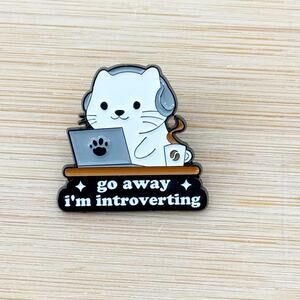 Go Away I'm Introverting Soft Enamel Pin, Pin Collection, Cat Lovers